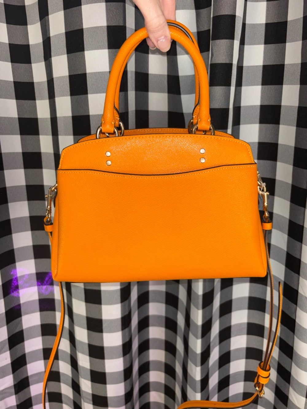 Coach Mini Lillie Orange Crossgrain Leather Carryall 2020 - Picture 2 of 8
